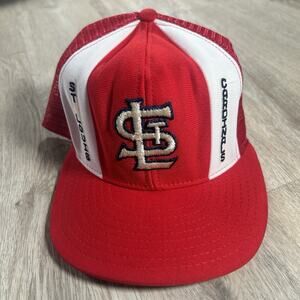 Vintage St Louis Cardinals‎ Hat Snapback MLB AJD Stripe Red Trucker Cap USA Made